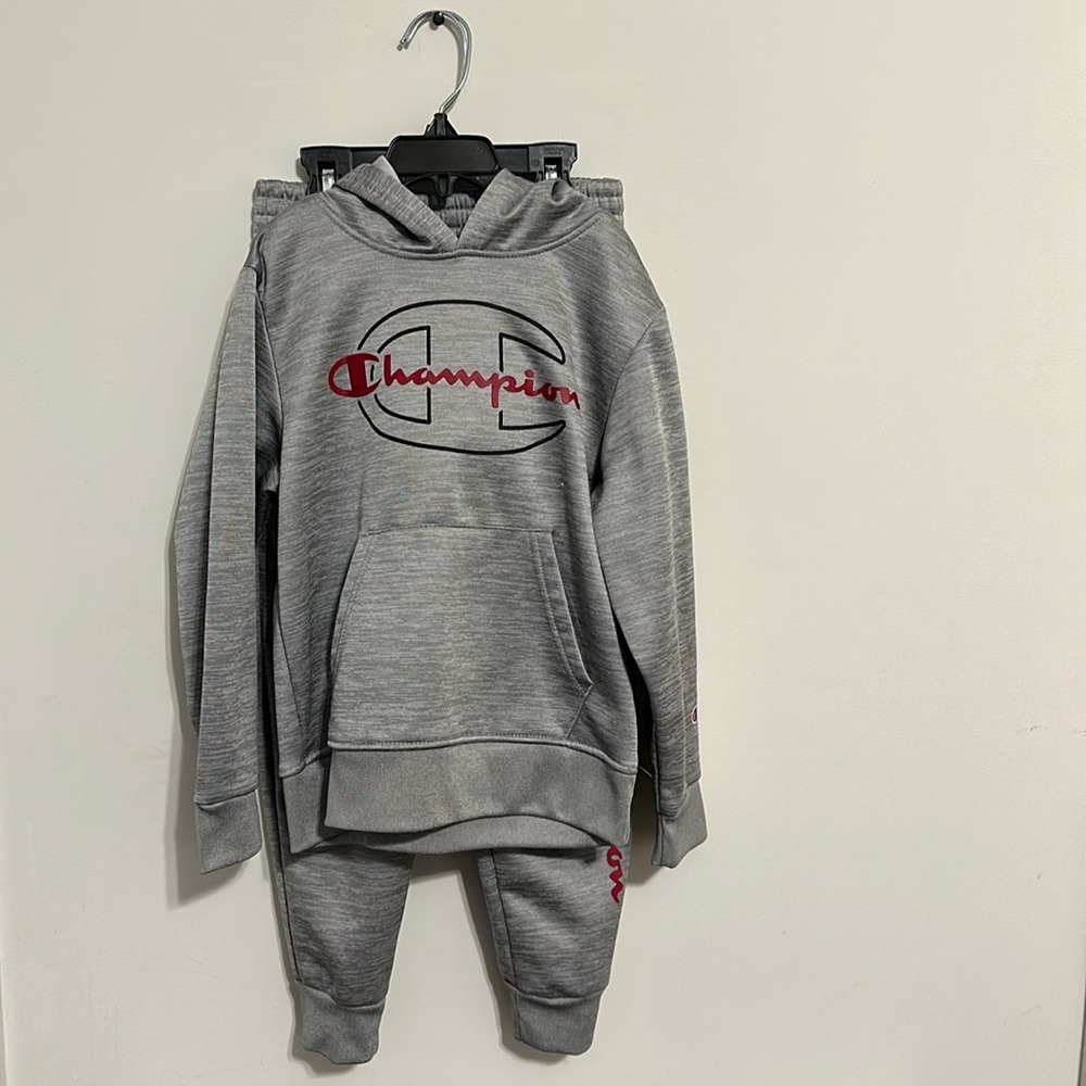 Youth Boys Champion Sweatsuit- Color:Gray Size:6/7
